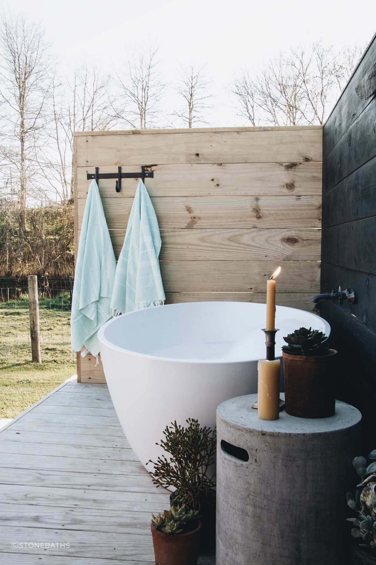 Outdoor baths are becoming popular in new builds.