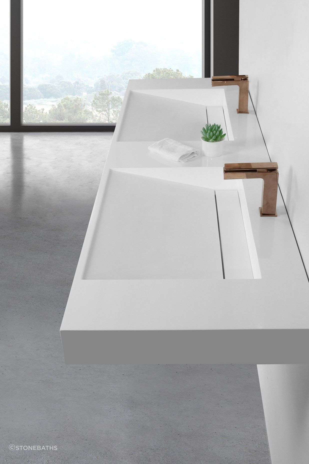 Ramp basins provide an industrial vibe to modern bathrooms.