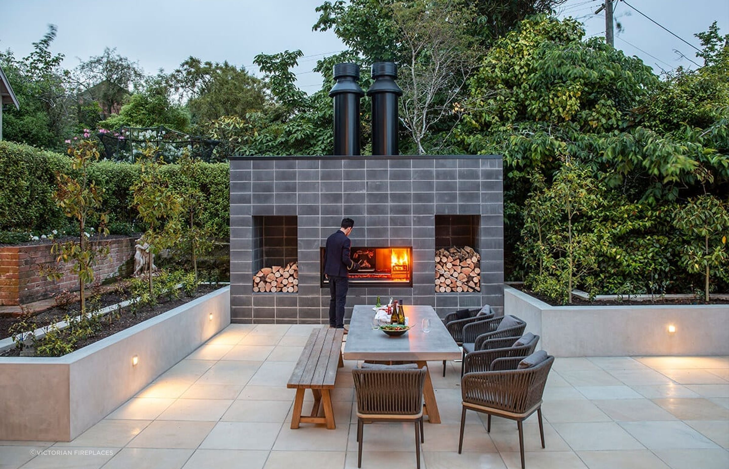 The amazing Escea Outdoor Fireplace Kitchen makes an incredible statement in any space