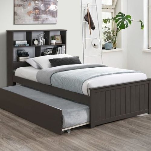 Myer Grey Single Bed with Trundle | Hardwood Frame