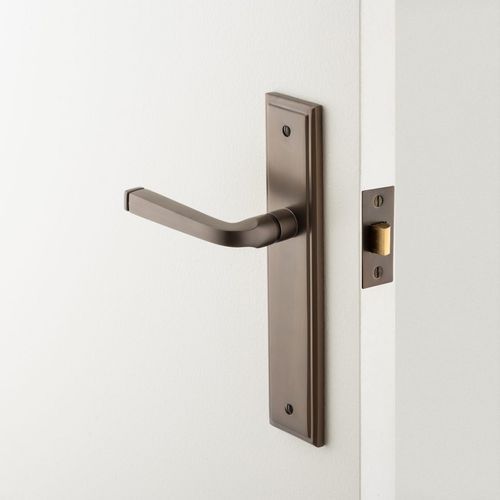 Iver Annecy Door Lever on Stepped Backplate Latch Brushed Brass 15244 - Customise to your need
