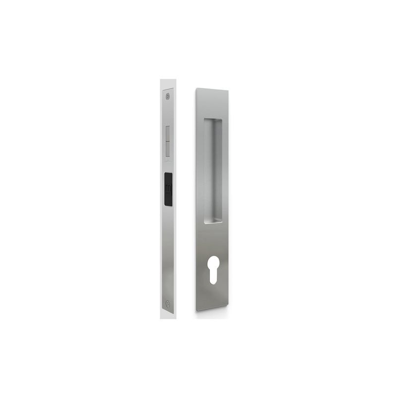 Mardeco 'M' Series Flush Pull Euro Lock Set Key Locking Polished Chrome for Timber and Aluminum Doors PC8104/SET *No Cylinder*