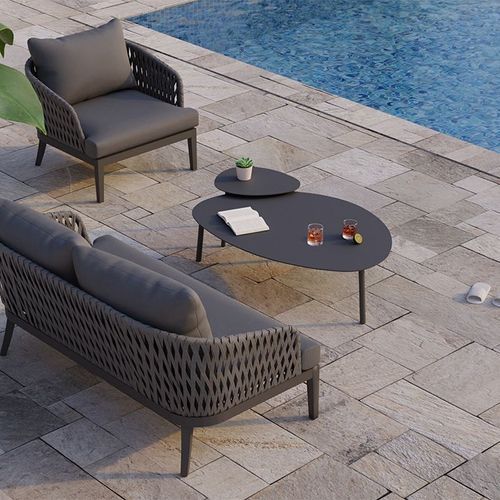 Alma Lounge Chair - Outdoor - Two Seater - Charcoal - Dark Grey Cushion