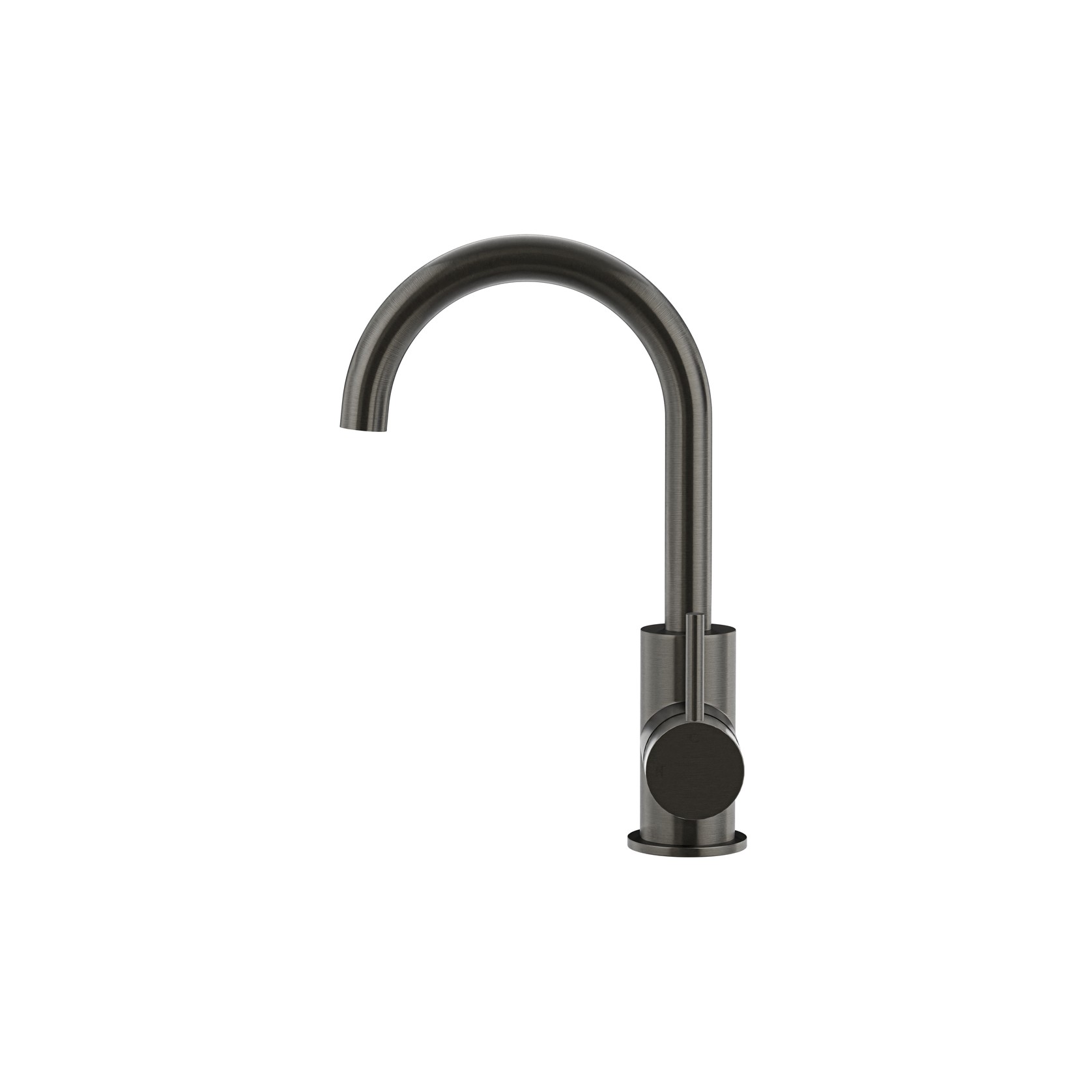 Round Gooseneck Basin Mixer With Cold Start - Shadow gallery detail image