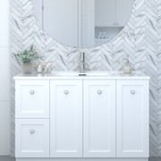Vienna 1200 Vanity Unit LH Drawers Satin White and Top gallery detail image