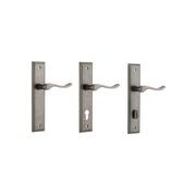 Iver Stirling Door Lever on Stepped Backplate Distressed Nickel gallery detail image