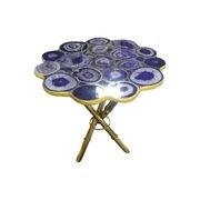 Strike Purple Agate End Table with Gold Metal Frame gallery detail image