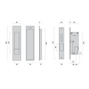 Mardeco 'M' Series Flush Pull Privacy Set Satin Brass for Sliding Doors BRS8004SET gallery detail image