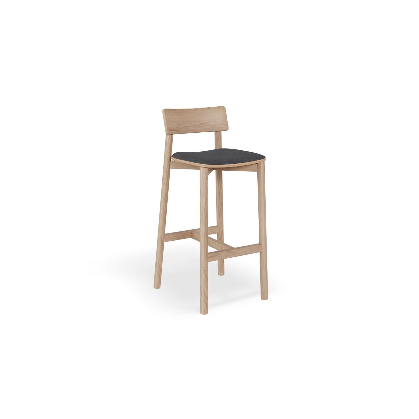 Andi Stool - Natural with Pad - 66cm Seat Height Charcoal Fabric Seat Pad gallery detail image