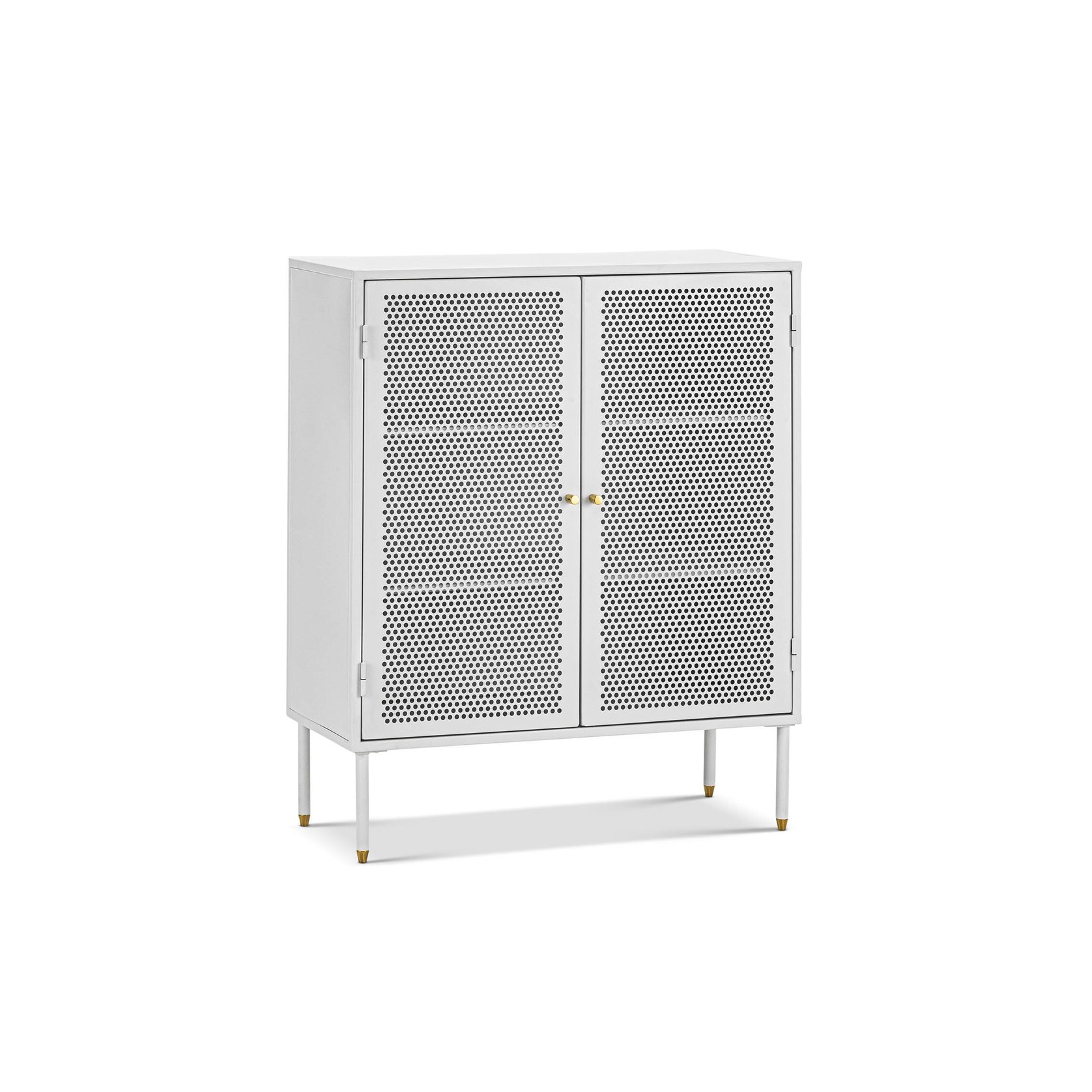 Mesh Door Low Storage Cabinet Matte White Archipro Au