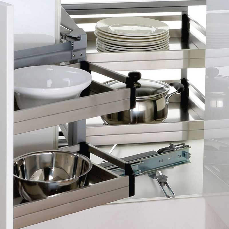 Stainless Steel L Corner Cabinet Pull Out Basket, Size: 800 Dia X