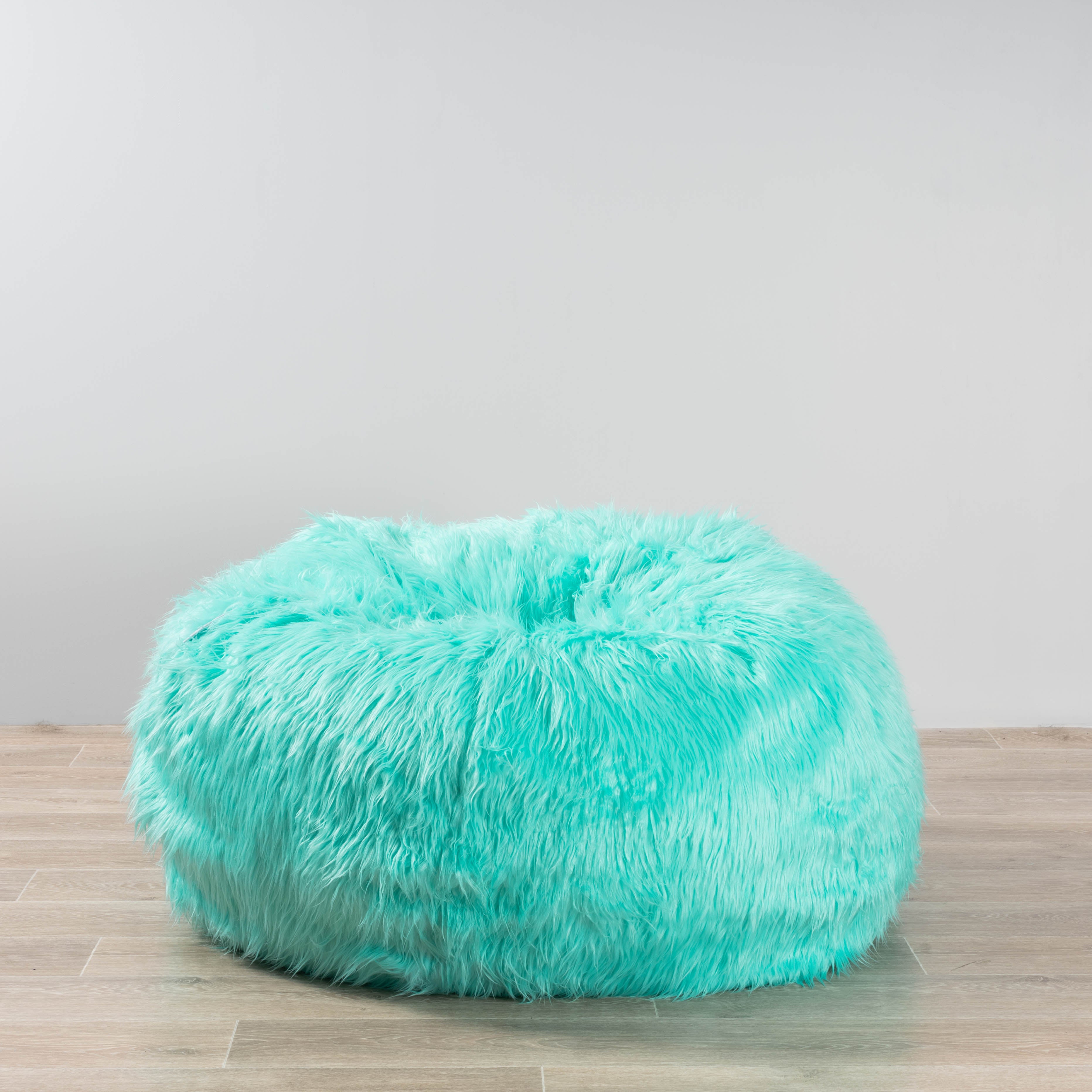 teal fuzzy bean bag chair