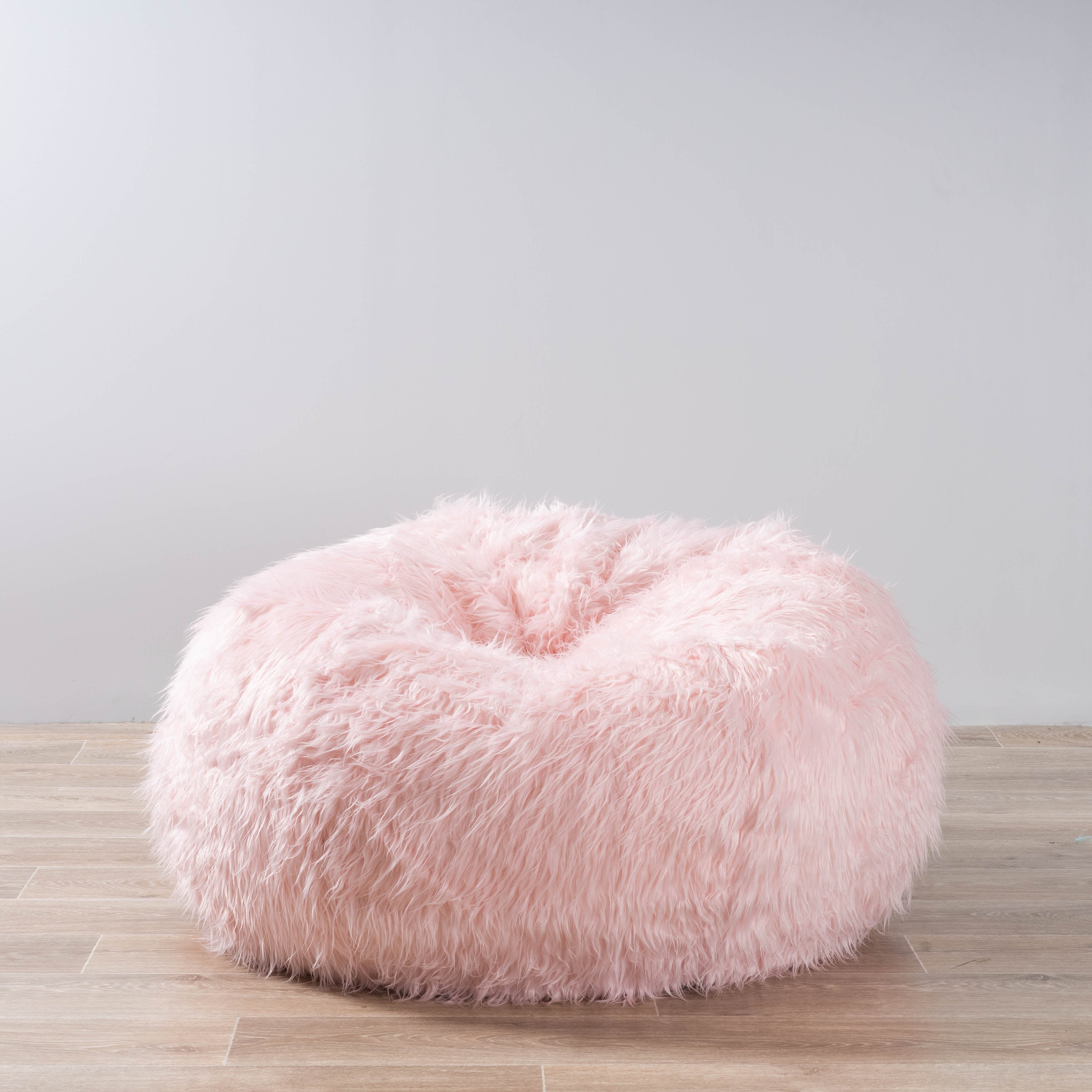 pink fluffy bean bag cover