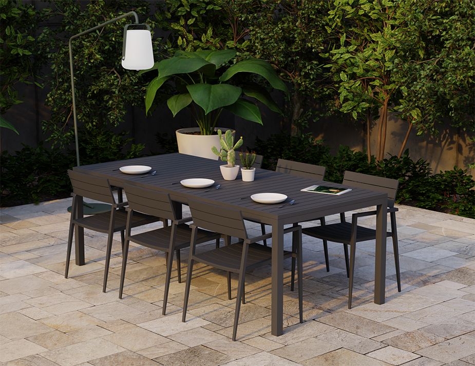 charcoal outdoor dining table