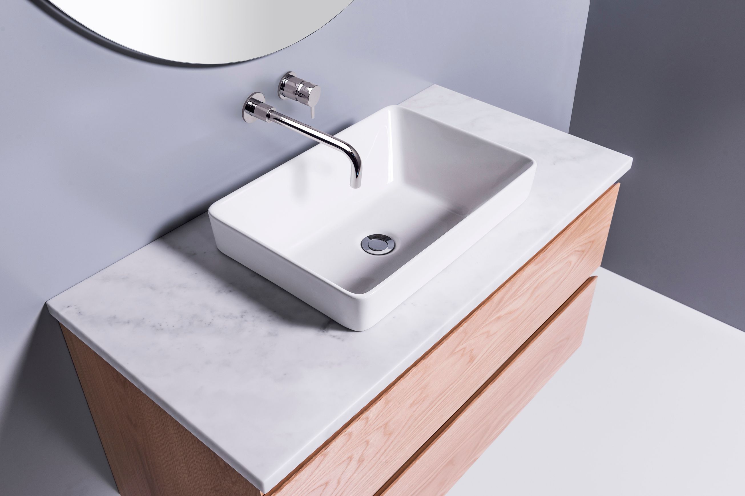 Sleek Rectangle Semi-Recessed Basin