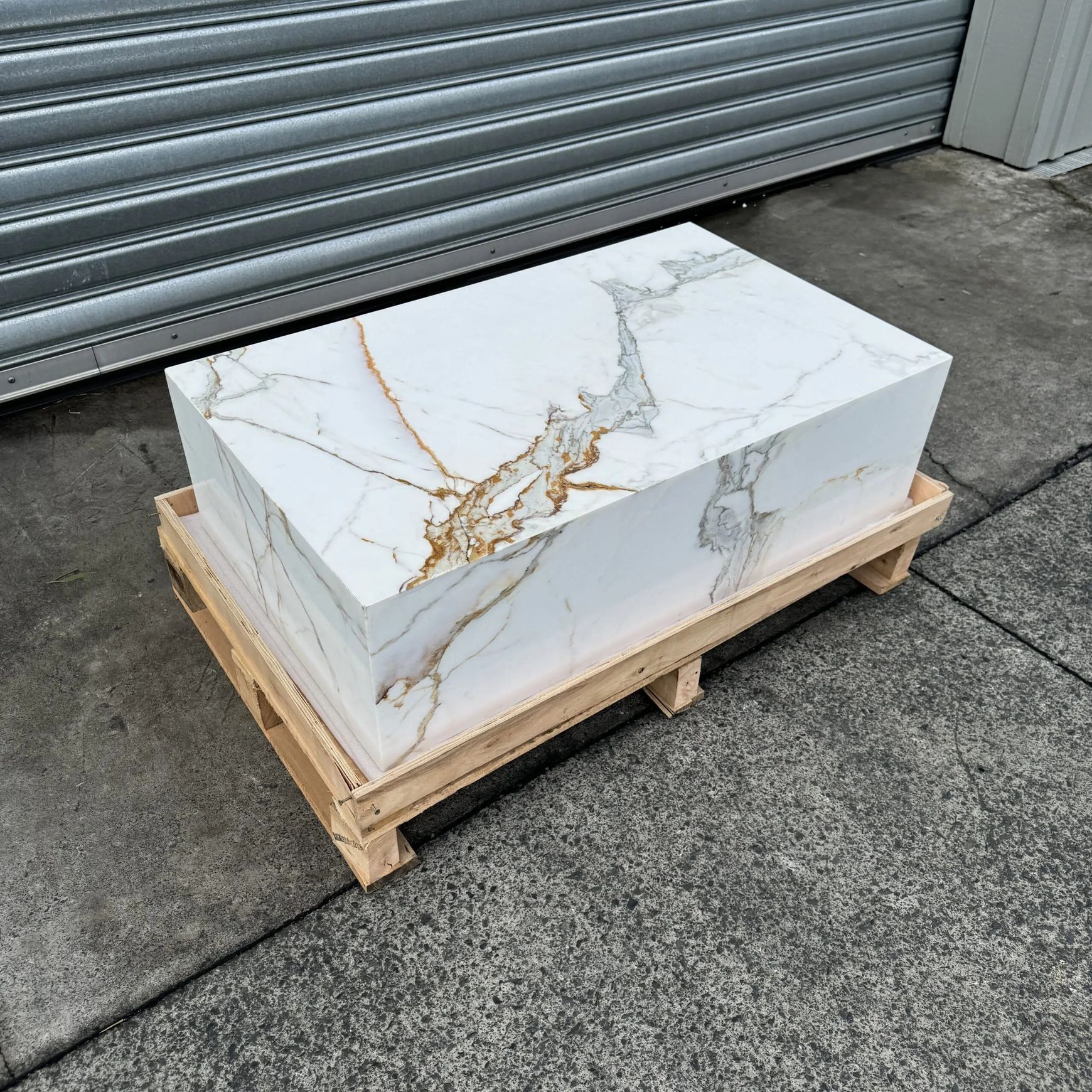 Block Coffee Table/Gold Calacatta-Small | Natural Stone Co.