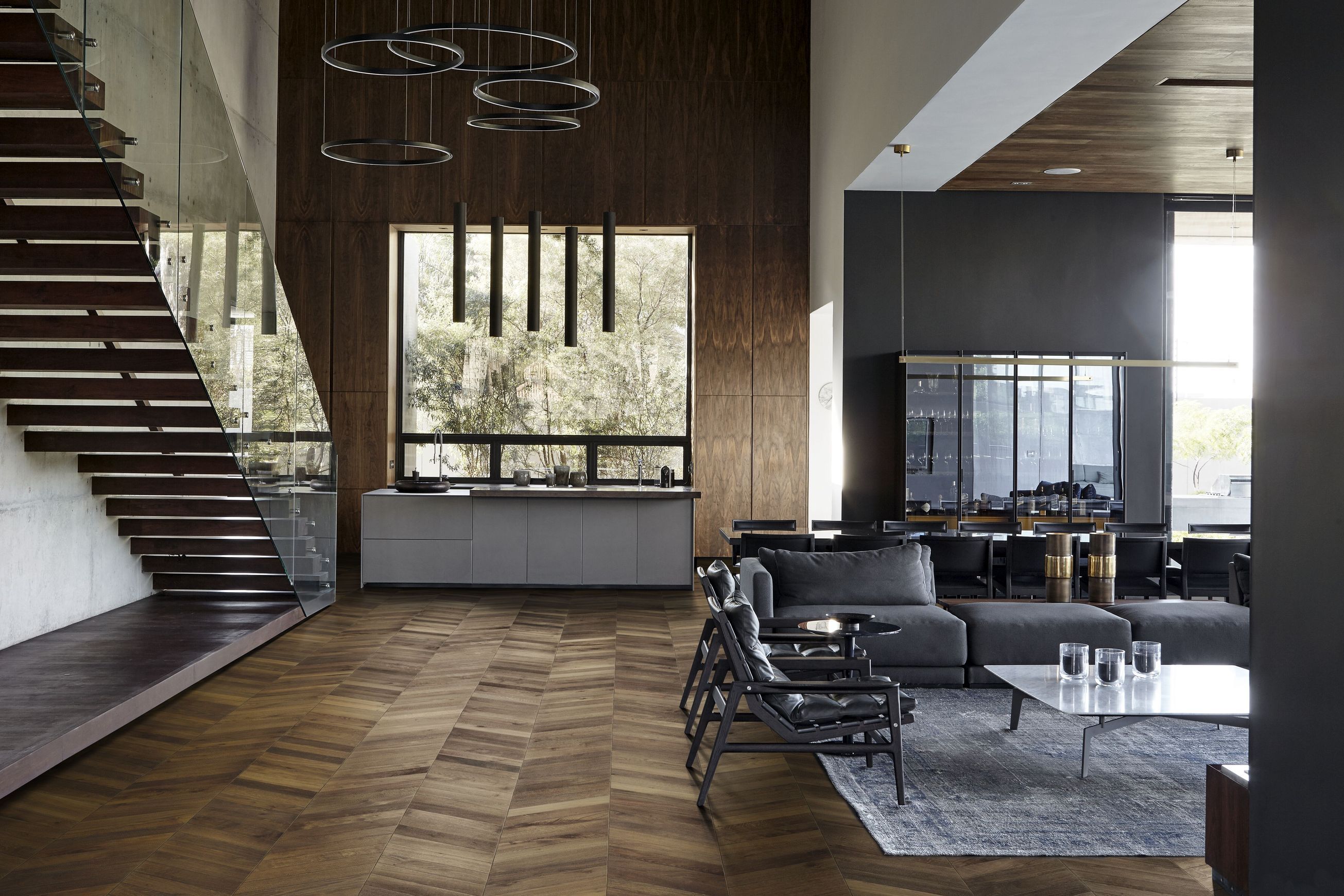 Oak Chevron Dark Brown Wood Flooring