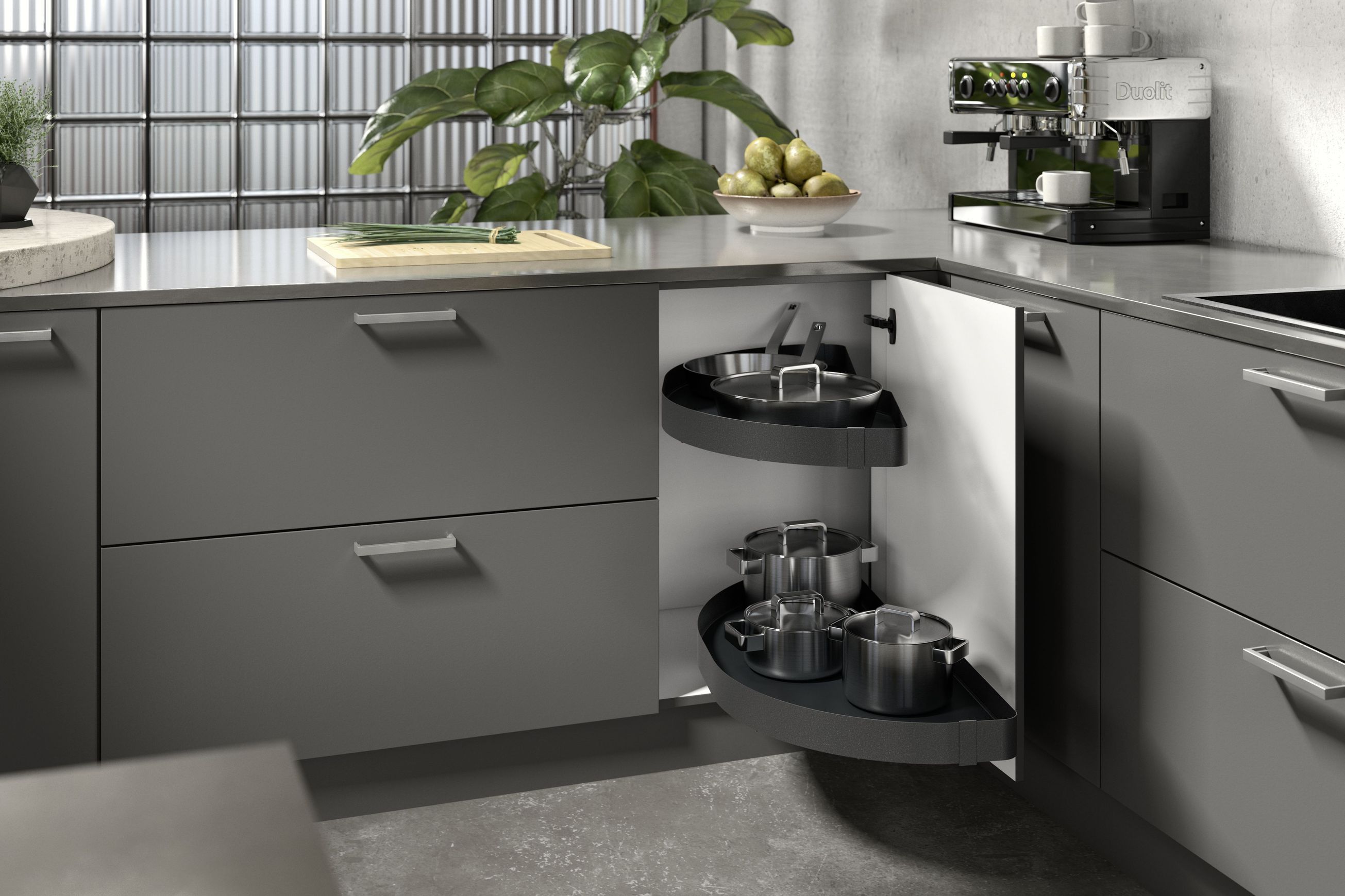 Salso | Corner cabinet swivel pull-out
