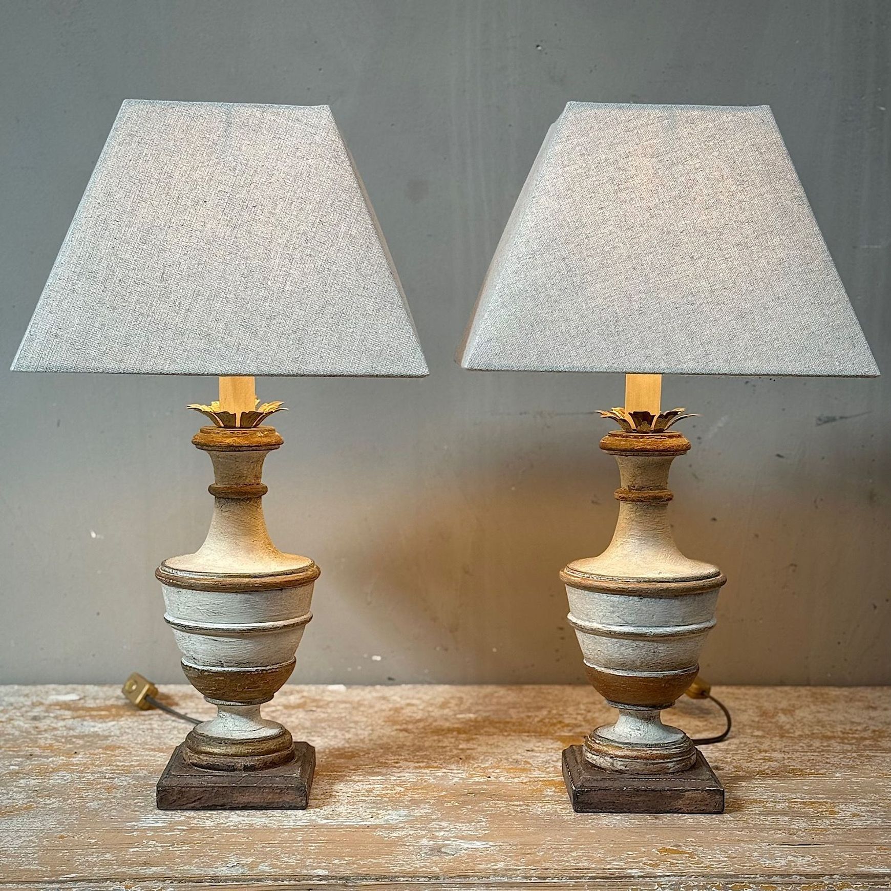 Italian Painted Candlestick Lamps