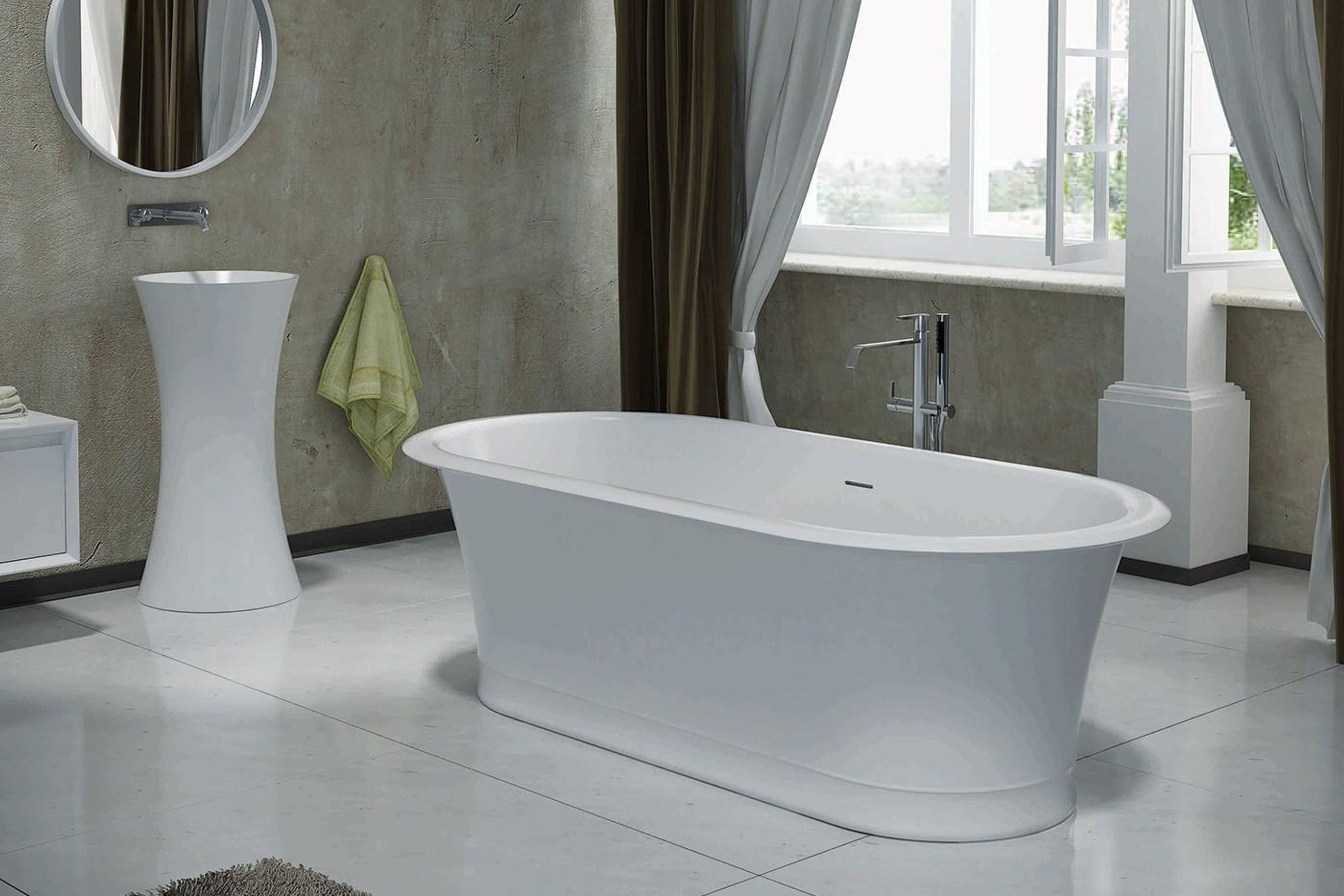 Pietra Bianca Rome Freestanding Stone Bath