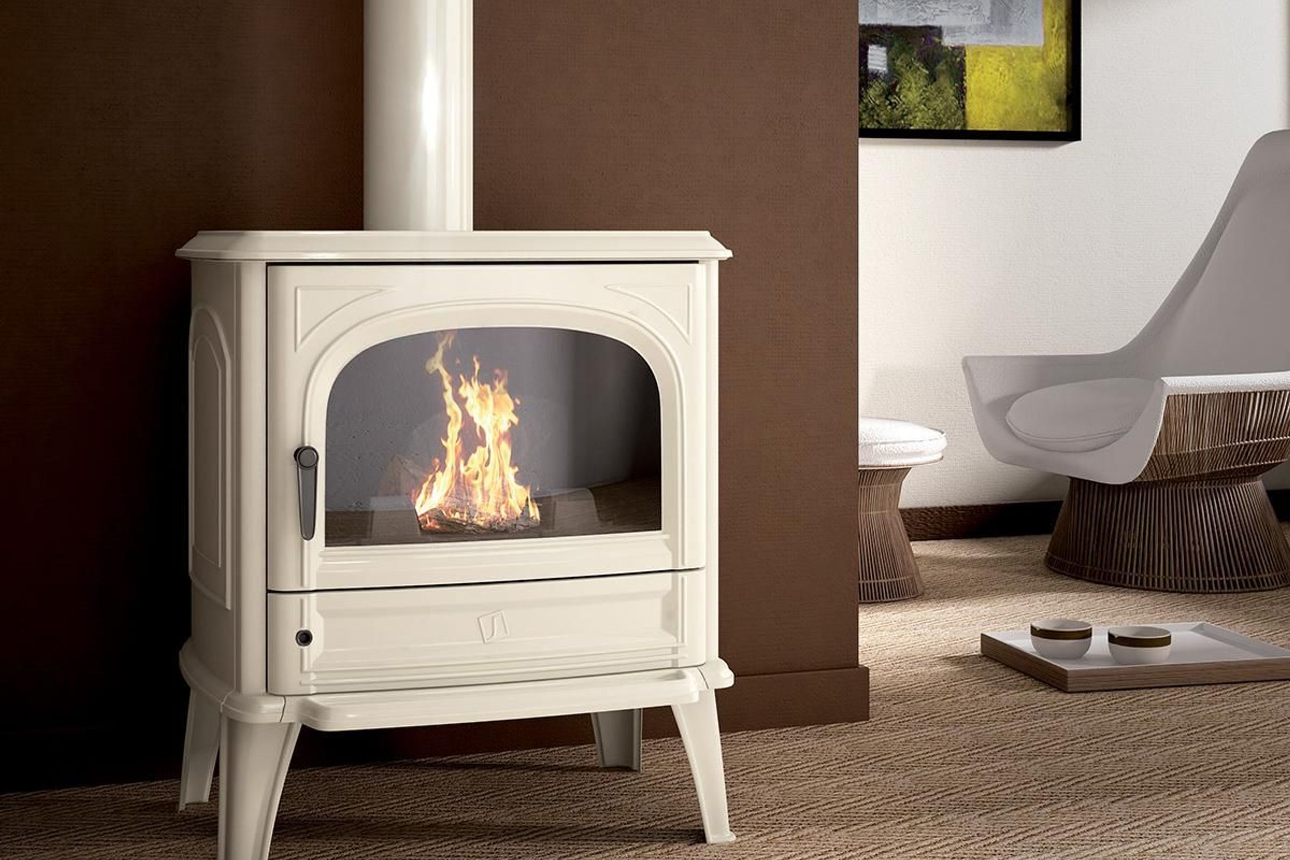 Seguin Saphir Freestanding Fireplace - Enamel