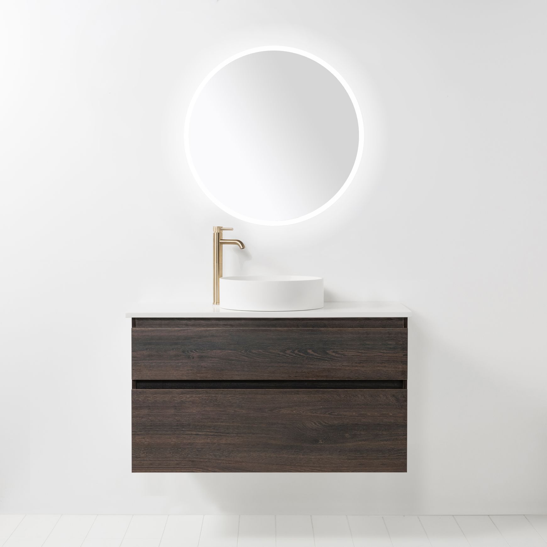Soft Solid Slim Wall-Hung Vanity, 2 Drawers