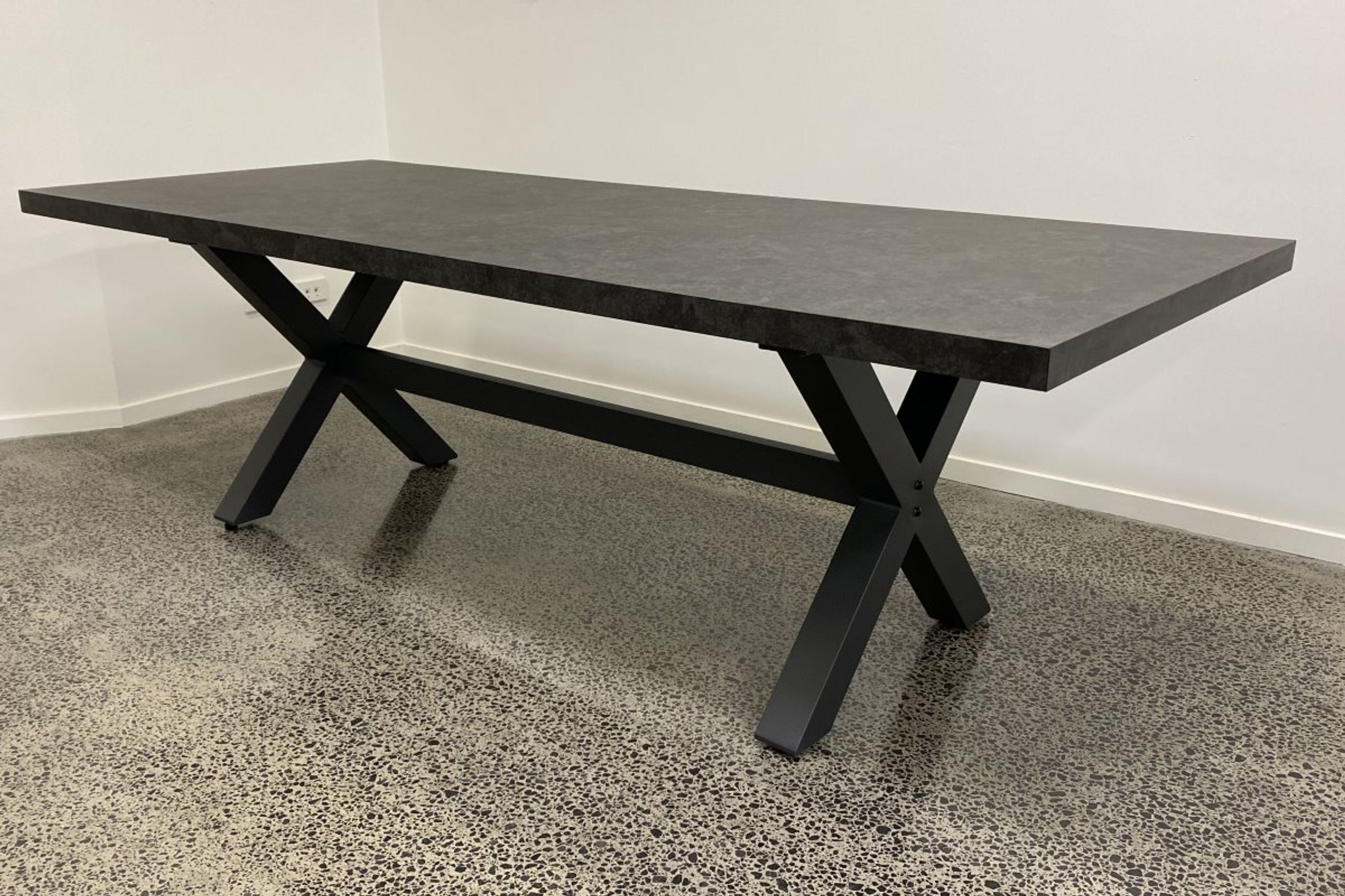 Modena Ceramic X Leg Outdoor Dining Table 240cm | Charcoal