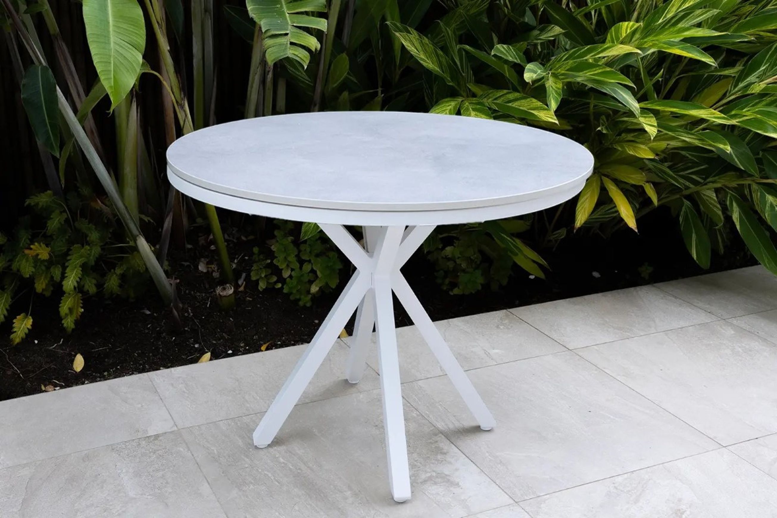 Cove Round Ceramic Outdoor Dining Table 100cm | White