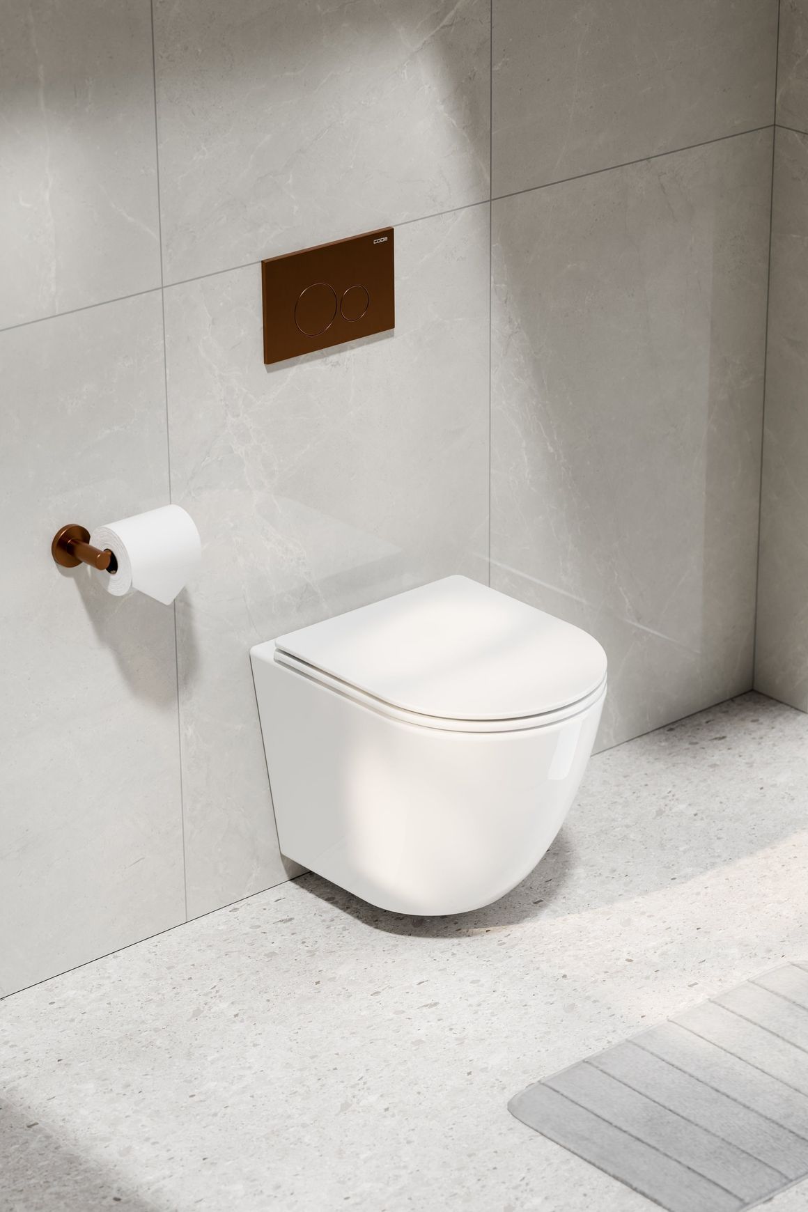Flow Typhoon Wall Hung Toilet Suite |Brushed Copper Btn