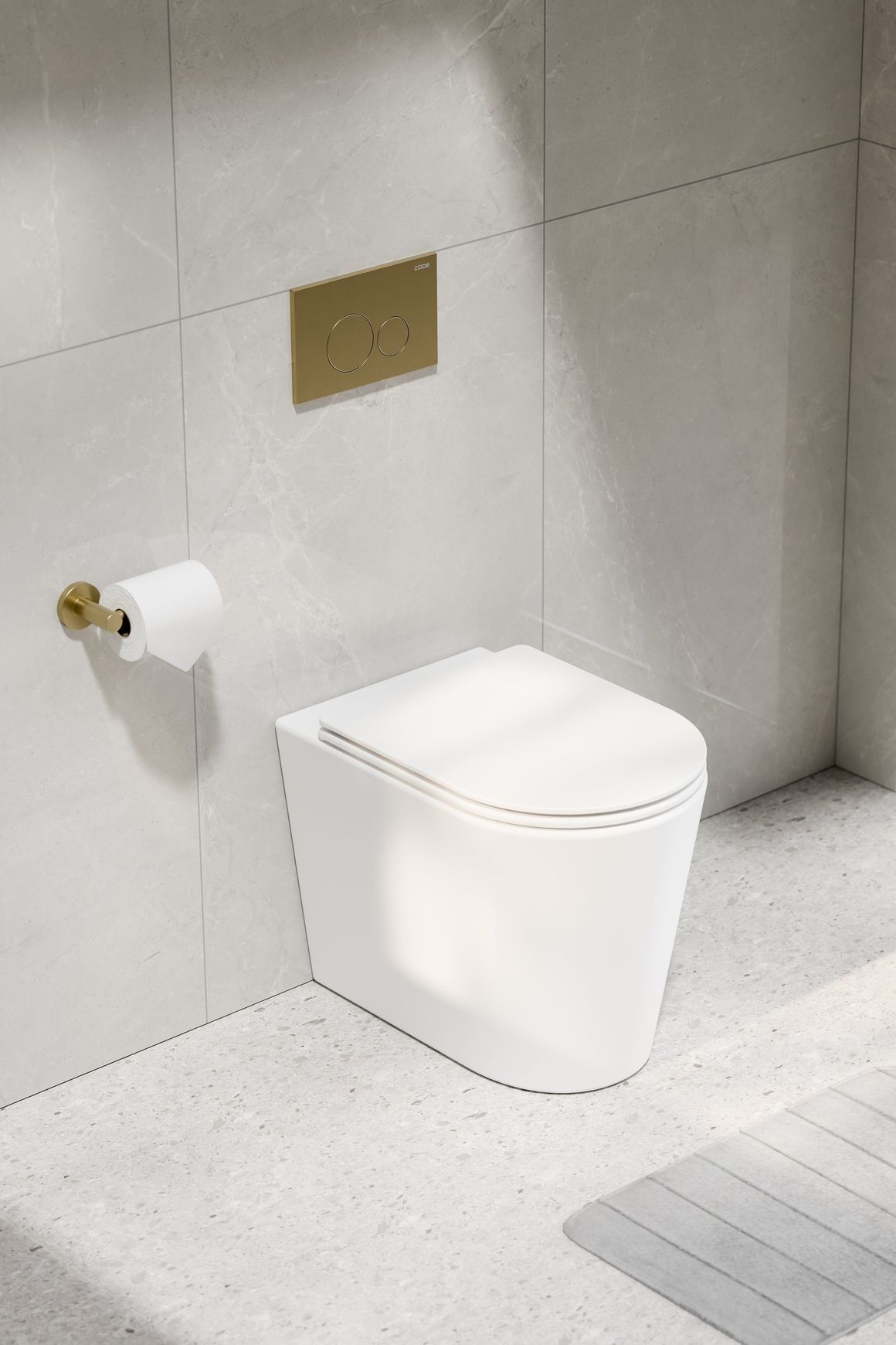Pure Typhoon Inwall Toilet Suite | Brushed Brass Button