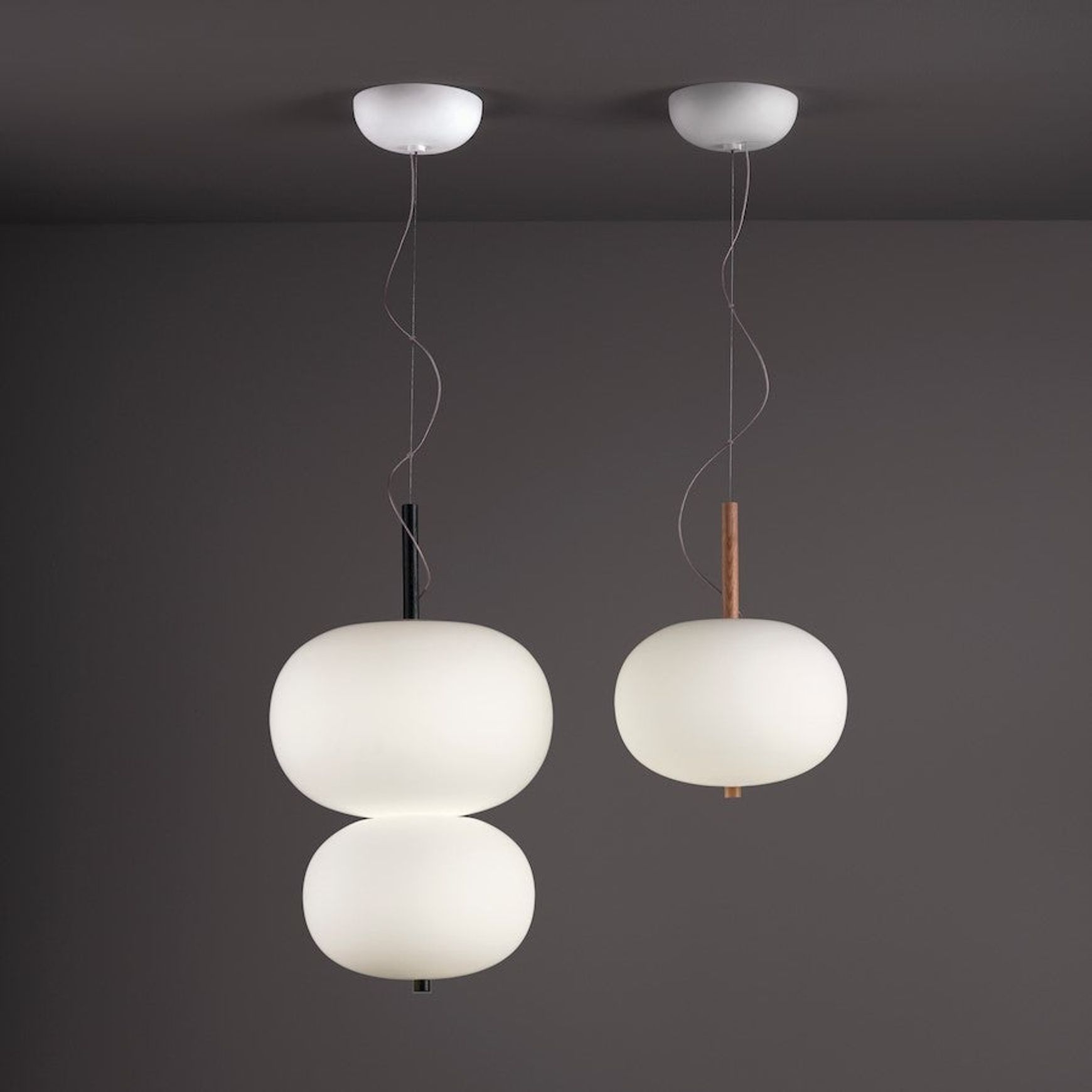 Luna LED Glass Pendant - Large in Ash