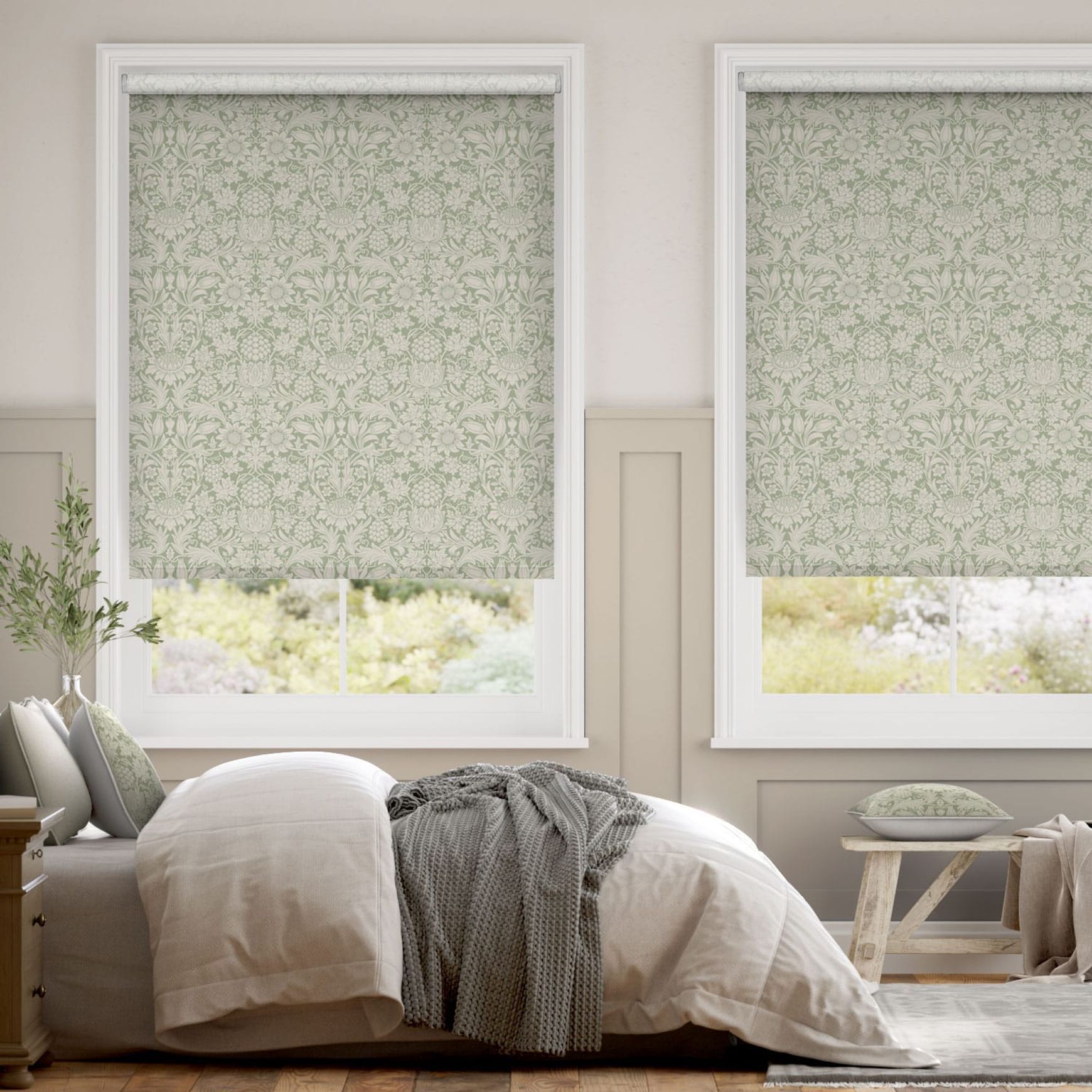 William Morris Sunflower Soft Green | Roller Blinds