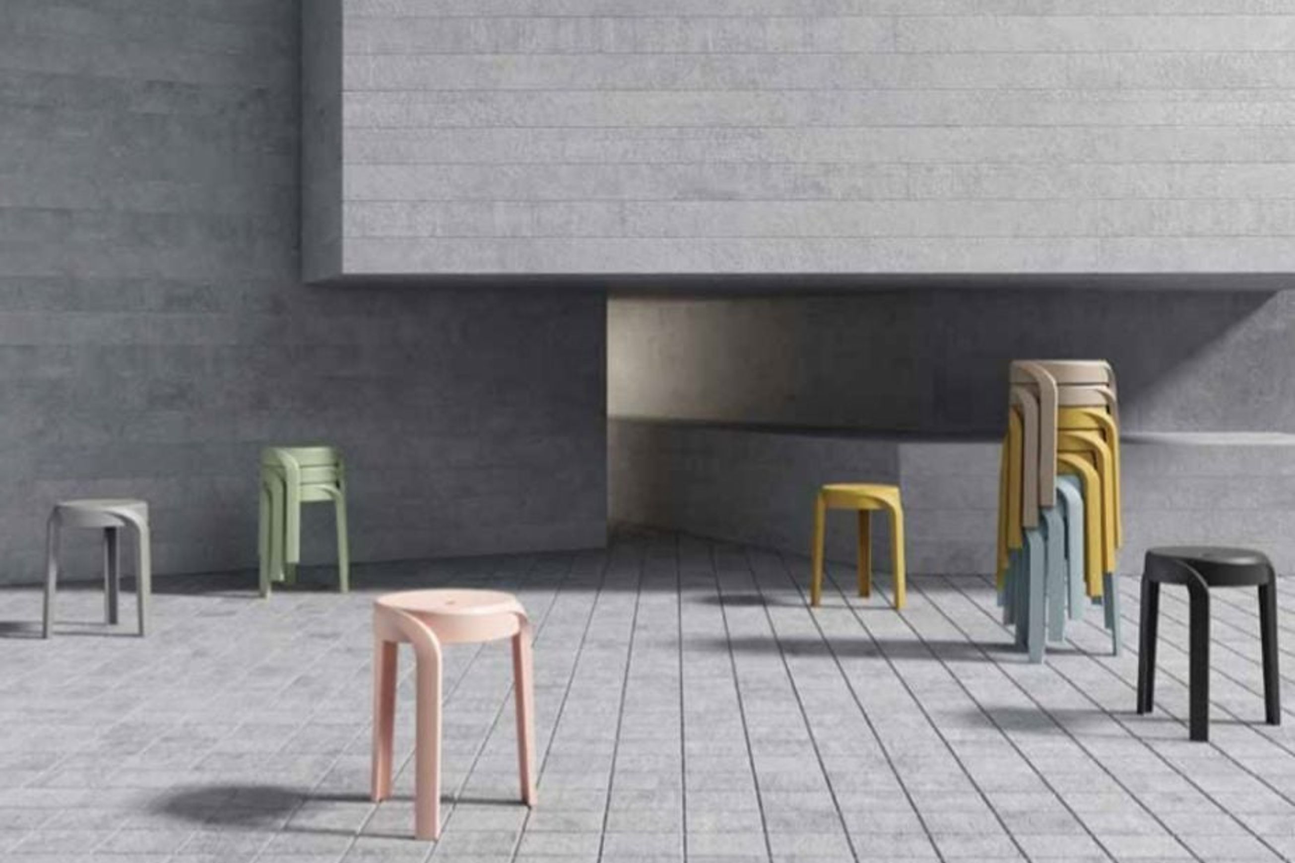 Swirl Stool - Pale Blue