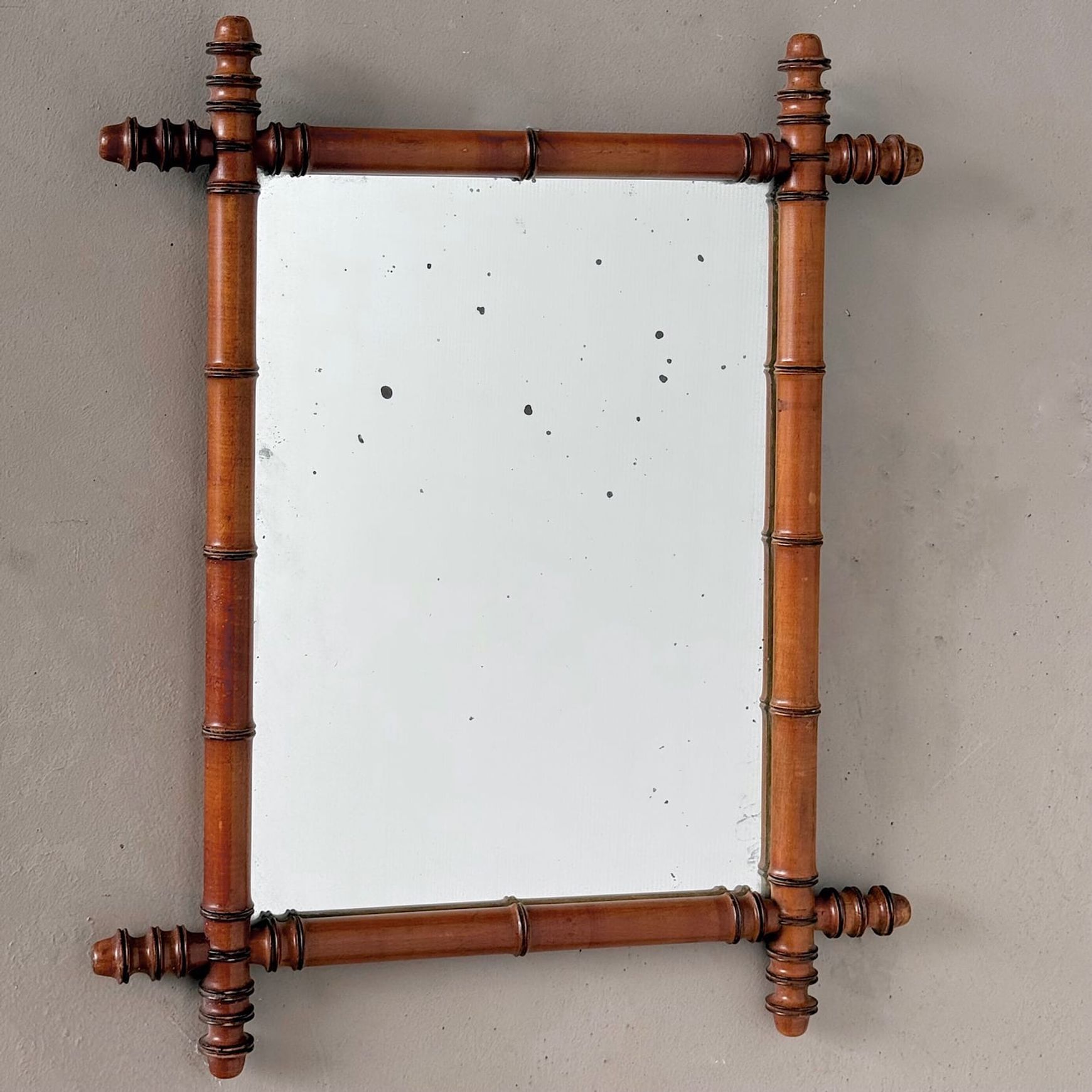 Antique French Faux-Bamboo Mirror