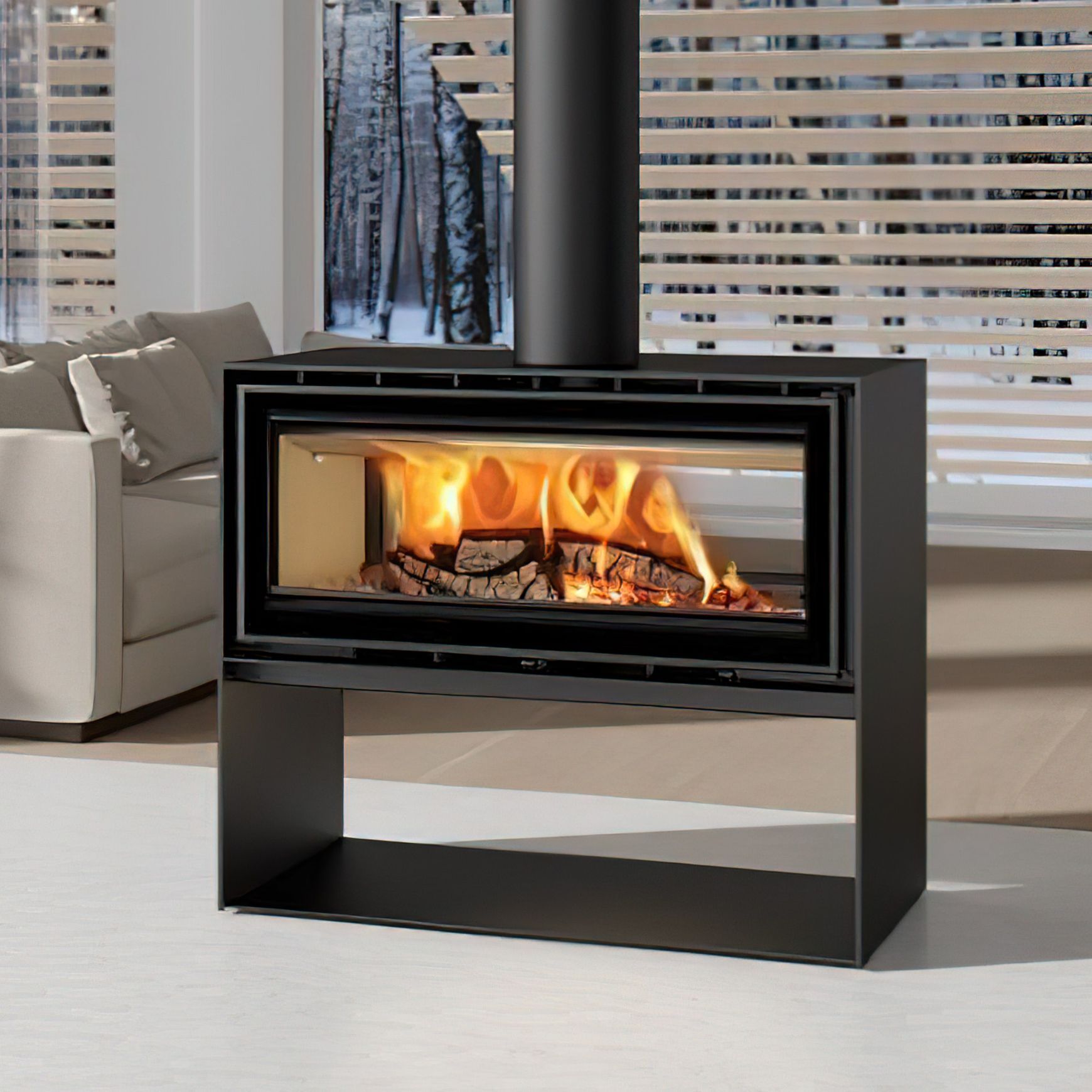 ADF Linea 100 Duo L Freestanding Fireplace