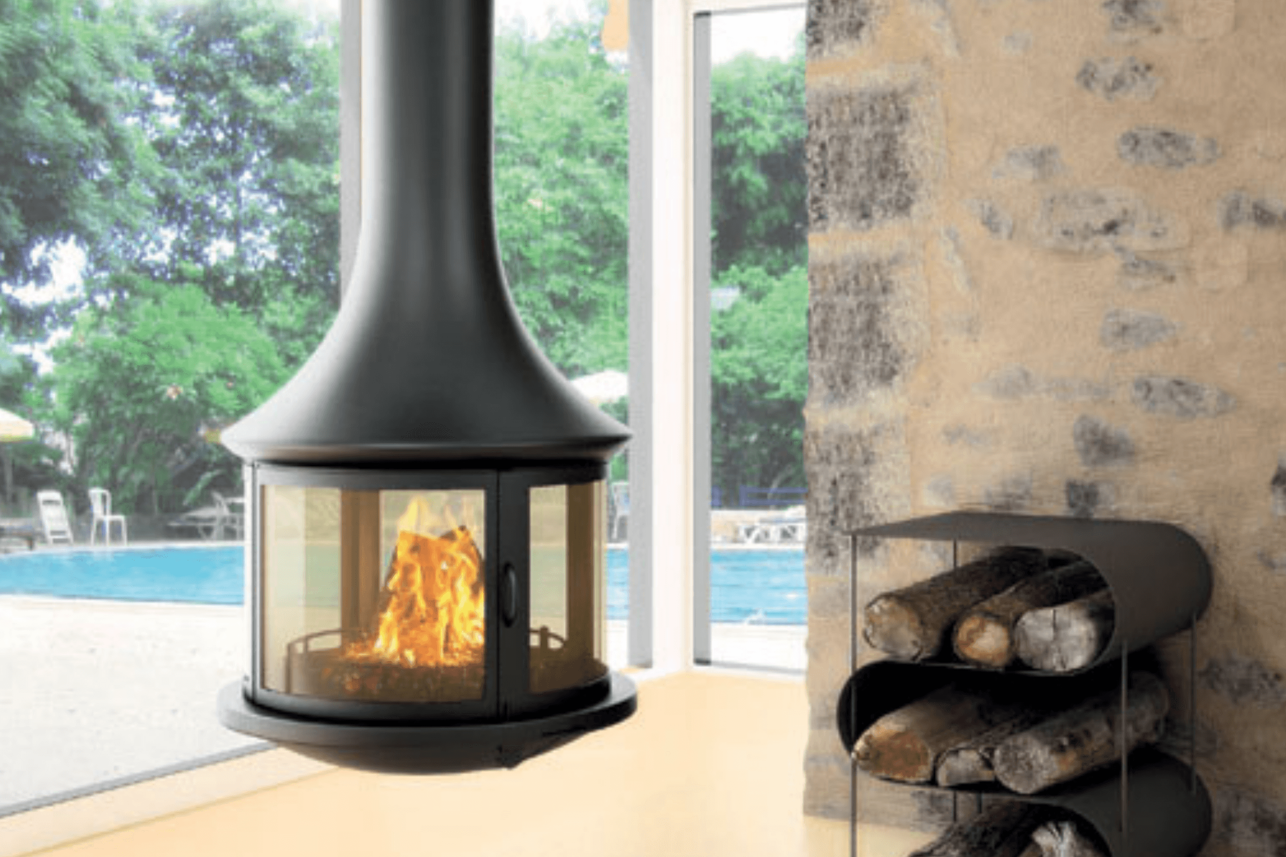 JC Bordelet Lea 998 - Suspended Wood Fireplace