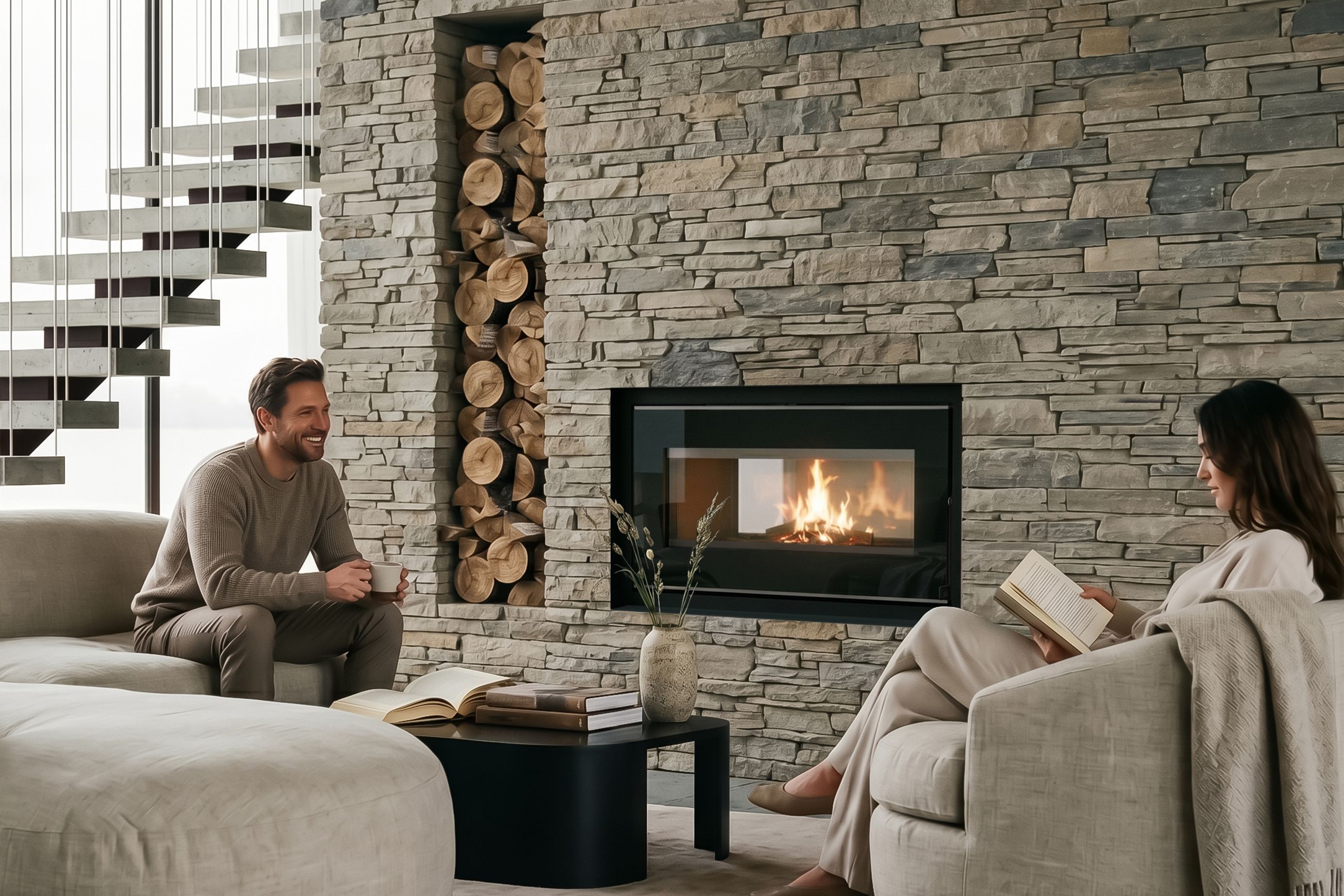 Visionline Taurus Double-Sided Inbuilt Wood Fire