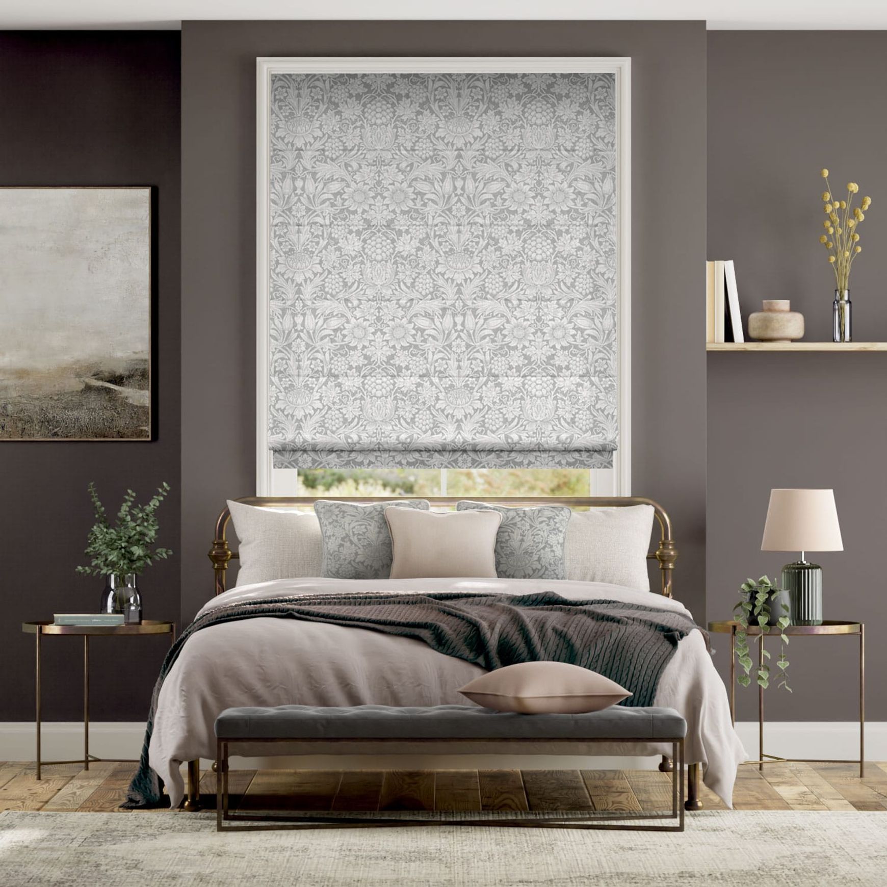 William Morris Sunflower Silver Grey | Roman Blinds