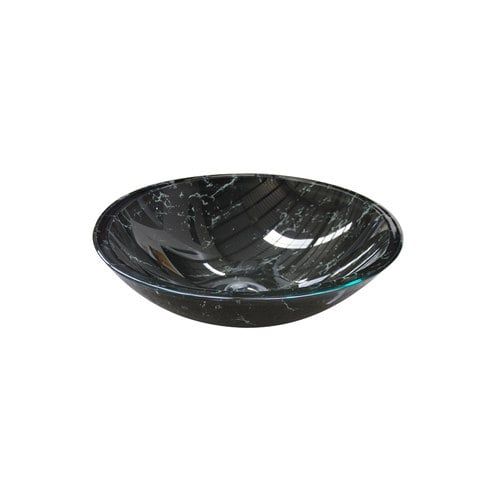 Black Marble Round Glass Above Counter Basin