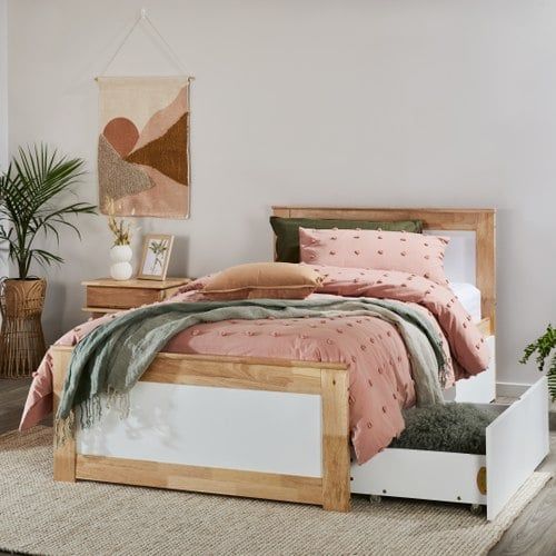 Coco King Single Bed with Storage | Natural Hardwood