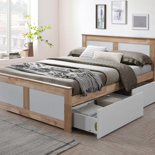 Coco Double Bed with Storage | Natural Hardwood Frame