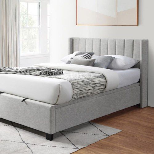 Webster Gas Lift Storage King Bed | Light Grey Fabric