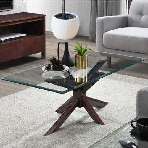 Bella Glass Coffee Table | Dark Hardwood Frame