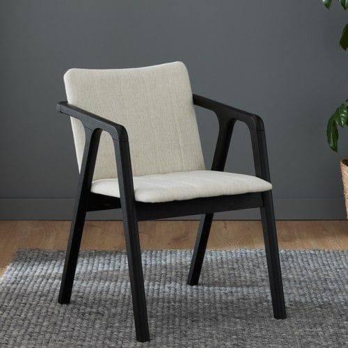 Elm Black Hardwood Dining Chair | Beige Fabric