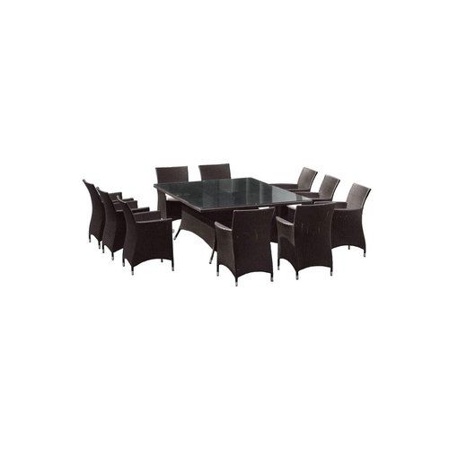 Sorrento 10 Seat 11pc Glass Top Outdoor Dining Set