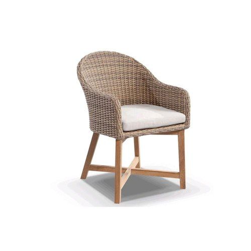 Coastal Outdoor Wicker Dining Chair w/Teak Timber Legs