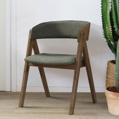 Gaudo Hardwood Dining Chair | Walnut | Green Fabric