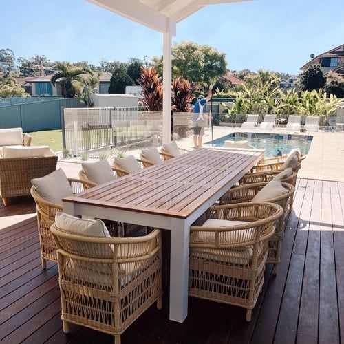 Balmoral Outdoor Teak Table with Malawi Chairs | White