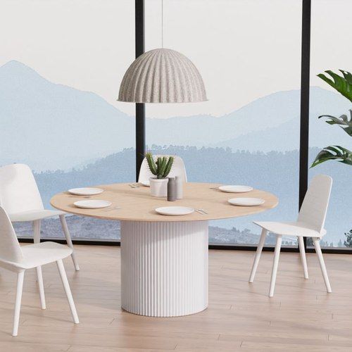 Mimi Dining Table - White - Natural - 155cm