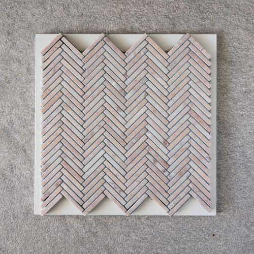 Herringbone Weave Mosaic - Rosa Marble